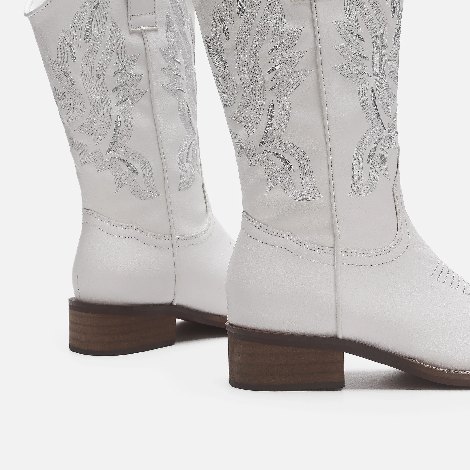 Женские Ковбойские Сапоги выше колена белые ковбойские сапоги из микрофибры на