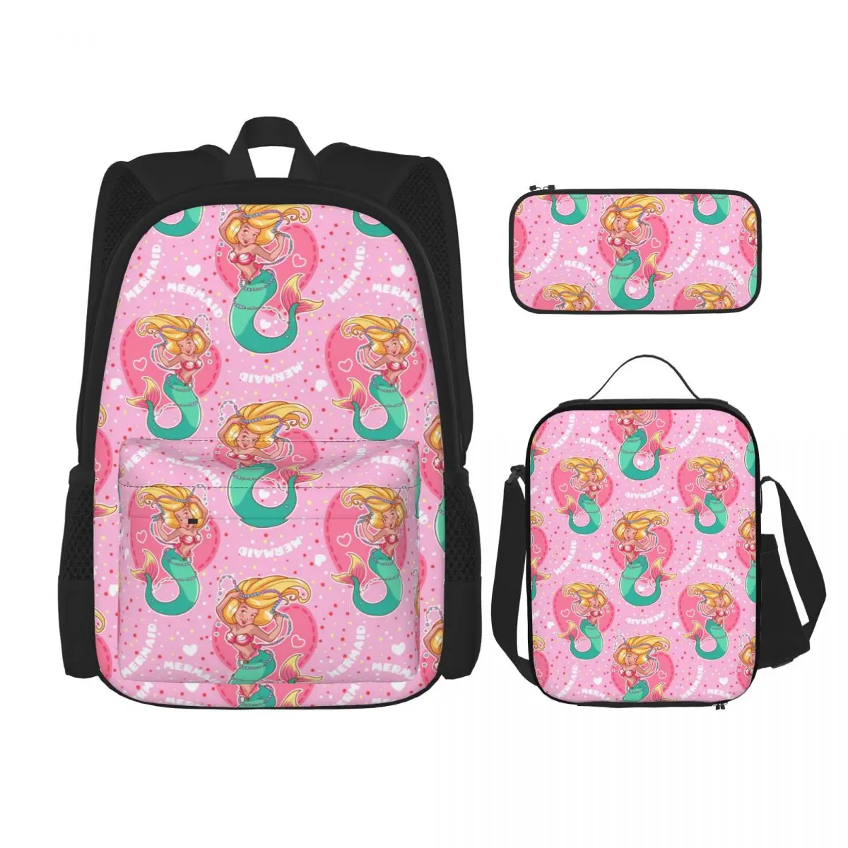

Pink Mermaid Pattern School Bag Set for Teenagers Girls Boys Student Travel Book Bag Kids Mochila