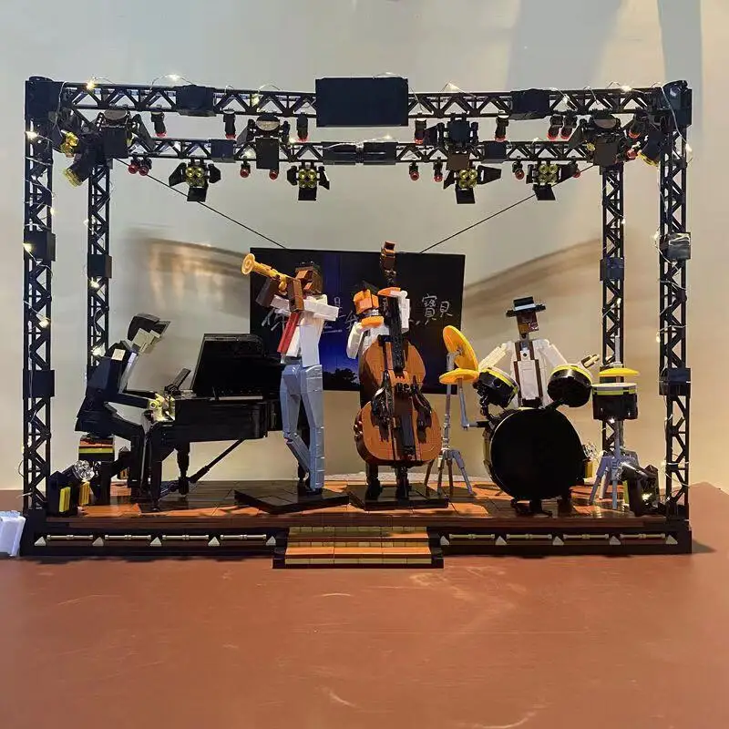 

Jazz Quartet Display Stage Musician Base Action Figure Assembled Scene MOC 21334 Building Blocks Toys Display Stand Kids Gift
