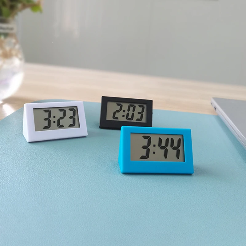 

Mini Small Digital Car Desk Clock Meter Mini Digital LCD Display Travel Electronic Clock Home Office Desk Clock