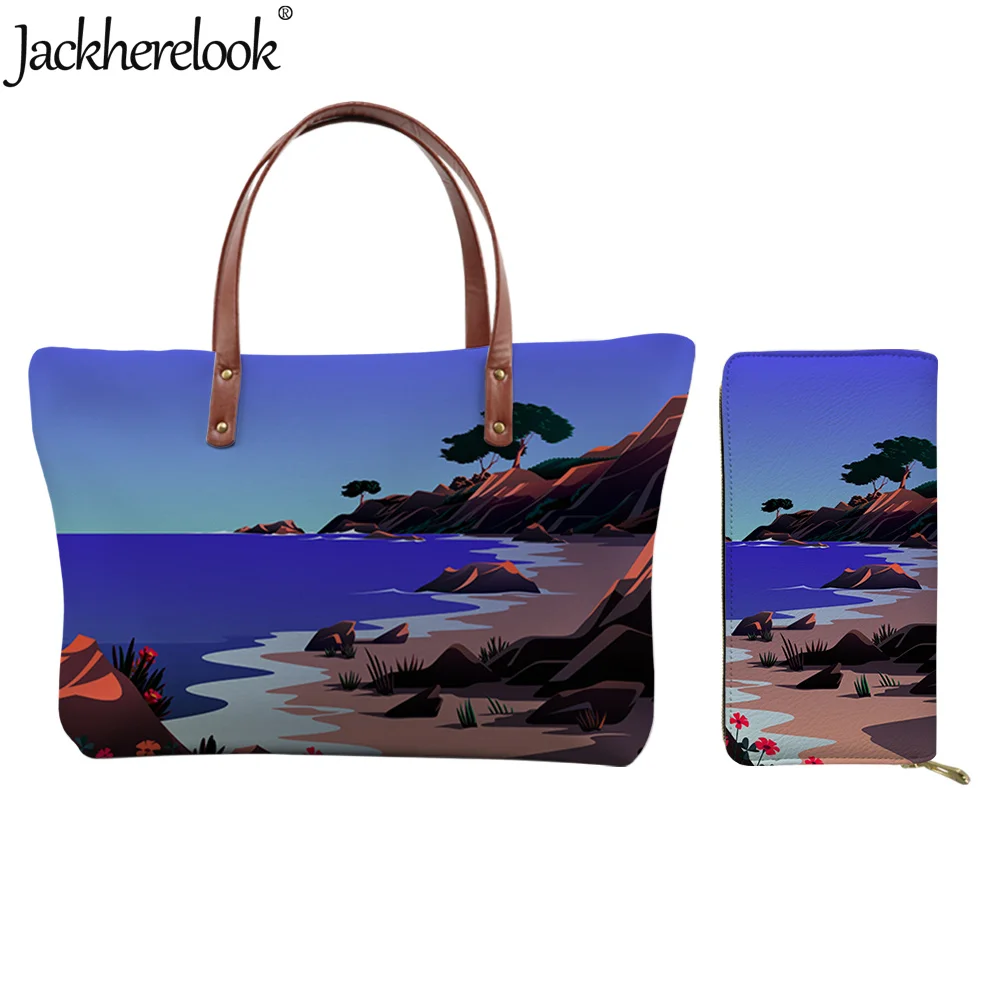 

Jackherelook 2 шт./компл. женская сумка-тоут с рисунком дерева, вместительная сумка через плечо, женские модные сумки-тоуты и кошелек для женщин, же...