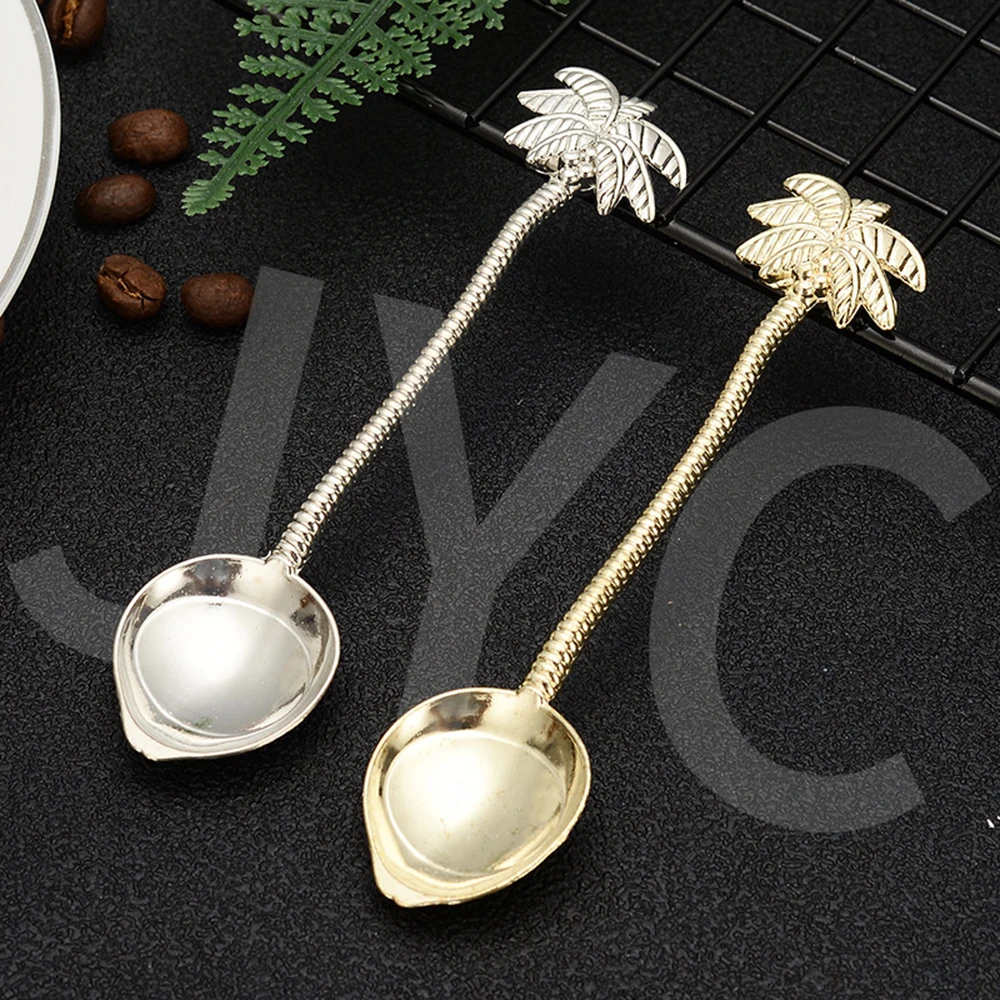 

Coffee Spoon for Mixing Coconut Tree Shape Handle Mini Spoon for Sugar Dessert Creative Dessert Spoons Metal Teaspoon CLH@8