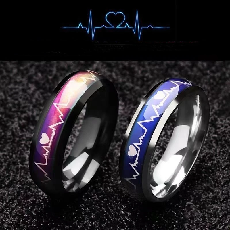 

Changing Color Ring Magic Stanless Steel Wedding Rings for Women Men Finger Intelligent Temperature Sensitive Jewelry Gift