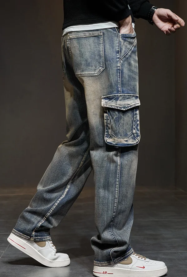 Джинсы мужские в стиле ретро ностальгические брюки из денима американском с