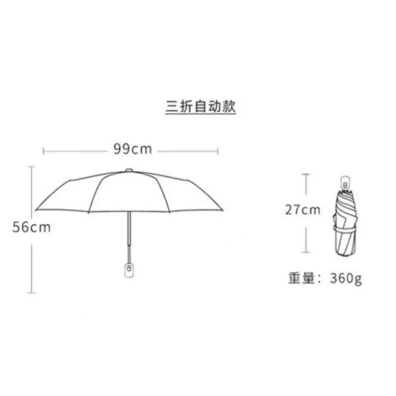 Полностью автоматический зонт для женщин черный цвет защита от дождя солнца