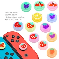 fruit pattern glow caps thumb stick grip cap for nintendo switch liteoled controller joystick gameing accessories silicone cap