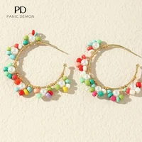 new innovative bohemian wind handmade diy winding colored rice beads small flower earrings women small fresh pearl jewelry