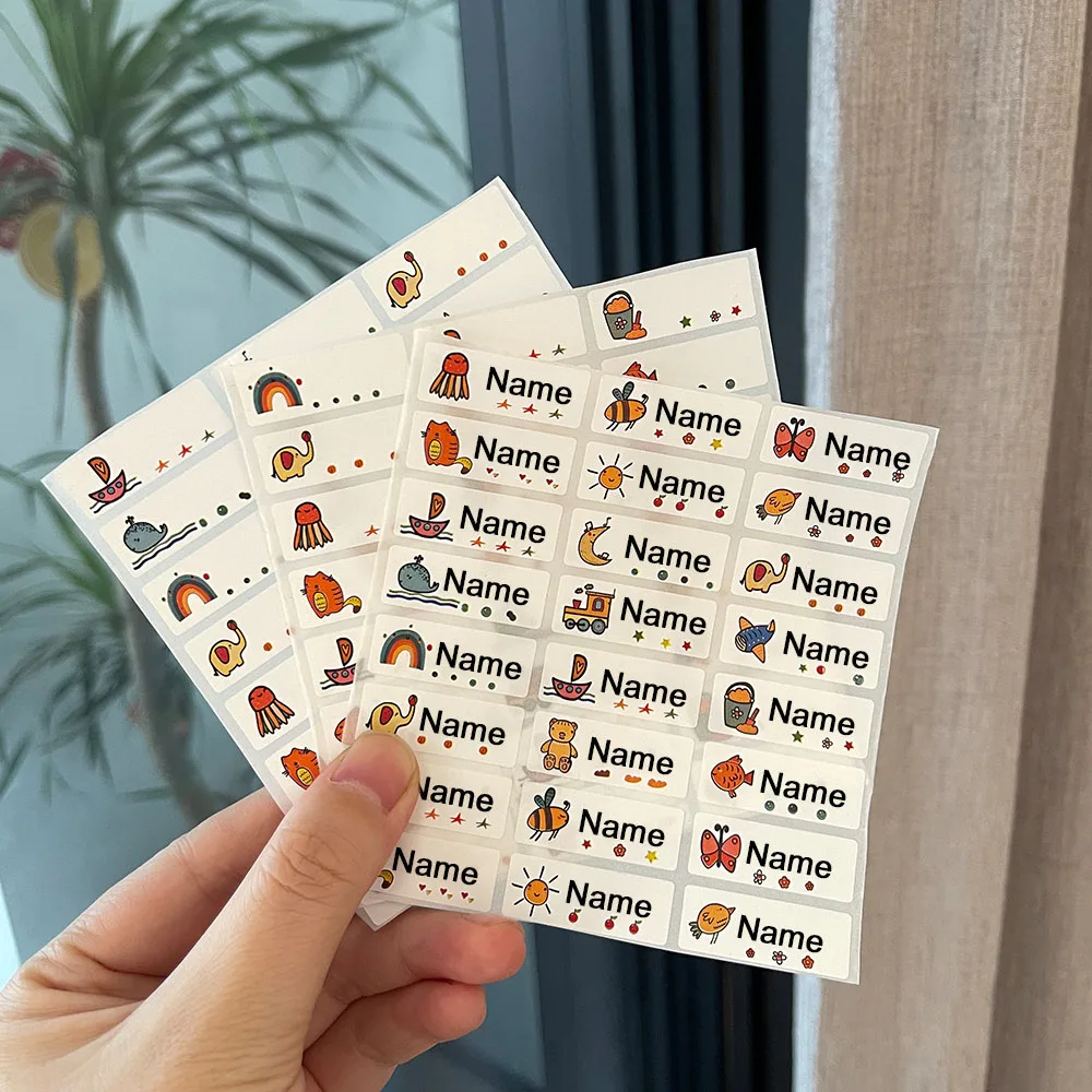 

90pcs Name Tag Sticker Customize Sticker Waterproof Personalized Label Custom Child School Stationery Water Bottle Pen Rainbow