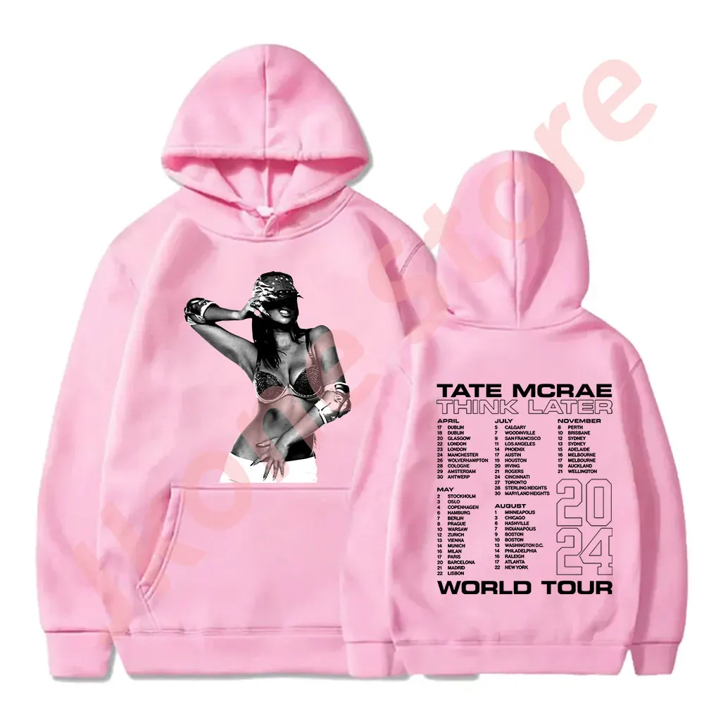 Tate McRae Think After World Tour Merch пуловер толстовки женские и мужские модные повседневные с