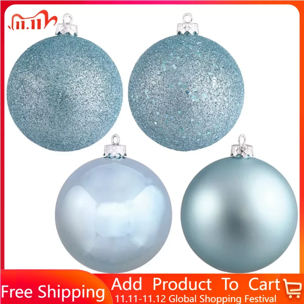 

Рождественские украшения, детские голубые шары с 4 отделками, ассортимент украшений, бесплатная доставка, Рождественские шары для елки, 60 шт. в коробке, украшения