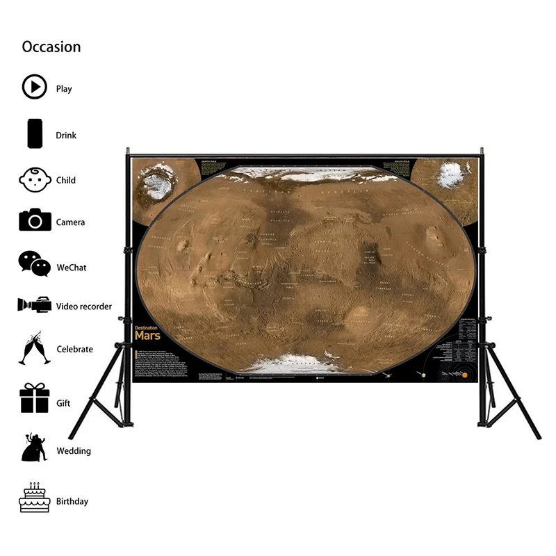 

150x100 см карта Mars земная карта спутник с эквивалентами для астрономических исследований