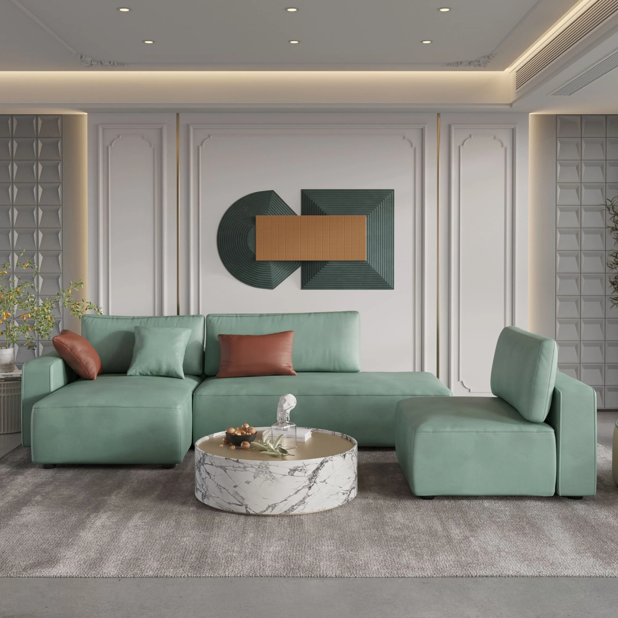 

L-Shaped Contemporary Design Leather Corner Modular Sofa