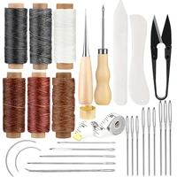 lmdz leather craft kit folder paper creaser plastic bone tool leather wax thread hand sewing needle punch for diy handmade