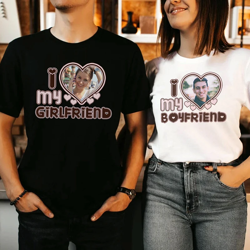 Футболка женская хлопковая с надписью I Love My Boy Girl