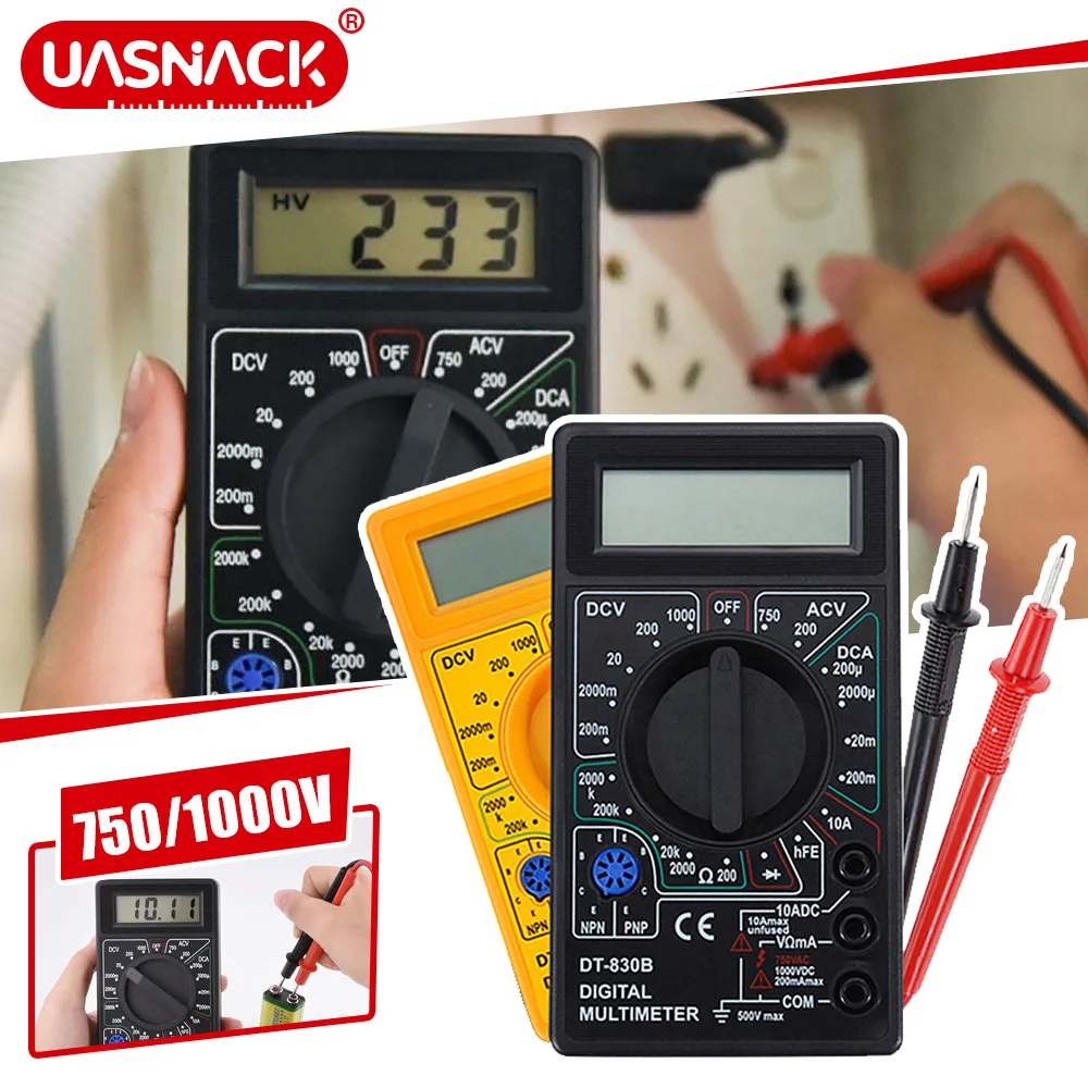 

DT830B AC/DC LCD Digital Multimeter 750/1000V Voltmeter Ammeter Ohm Tester High Safety Handheld Meter Digital Multimeter