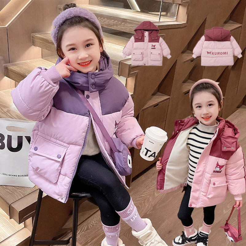 

Y2K Children Cotton Coat Jacket for Girls Christmas Gift Zara Kids Outerwear Anime Sanrios Kuromi Children Winter Clothes Parkas