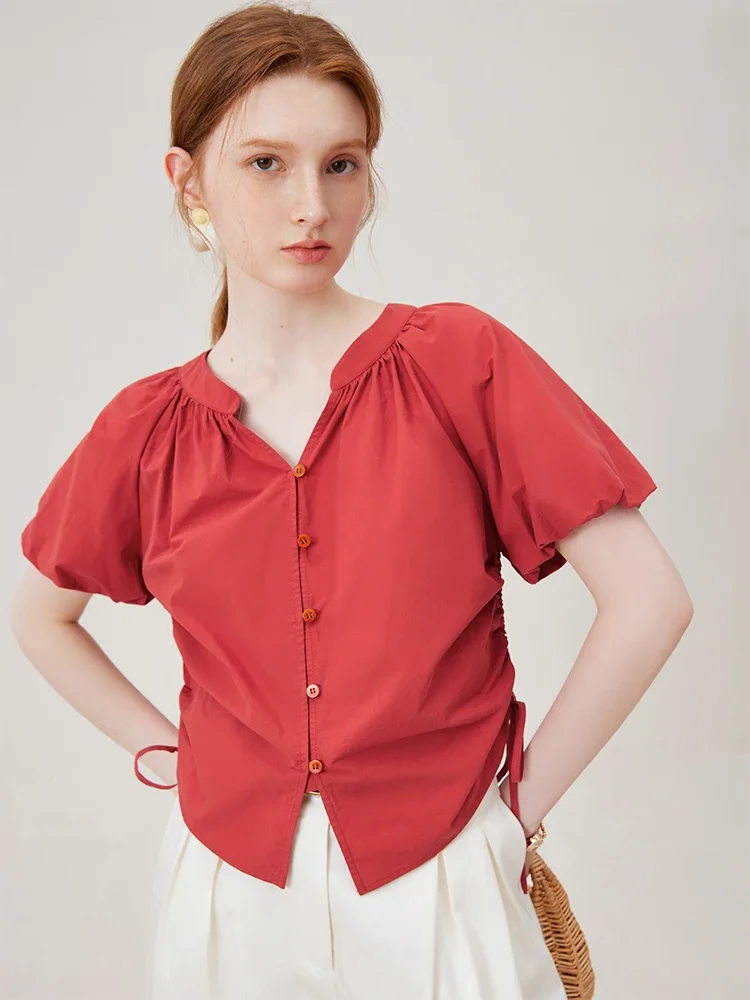 Женский Тонкий Топ с коротким рукавом V-образным вырезом