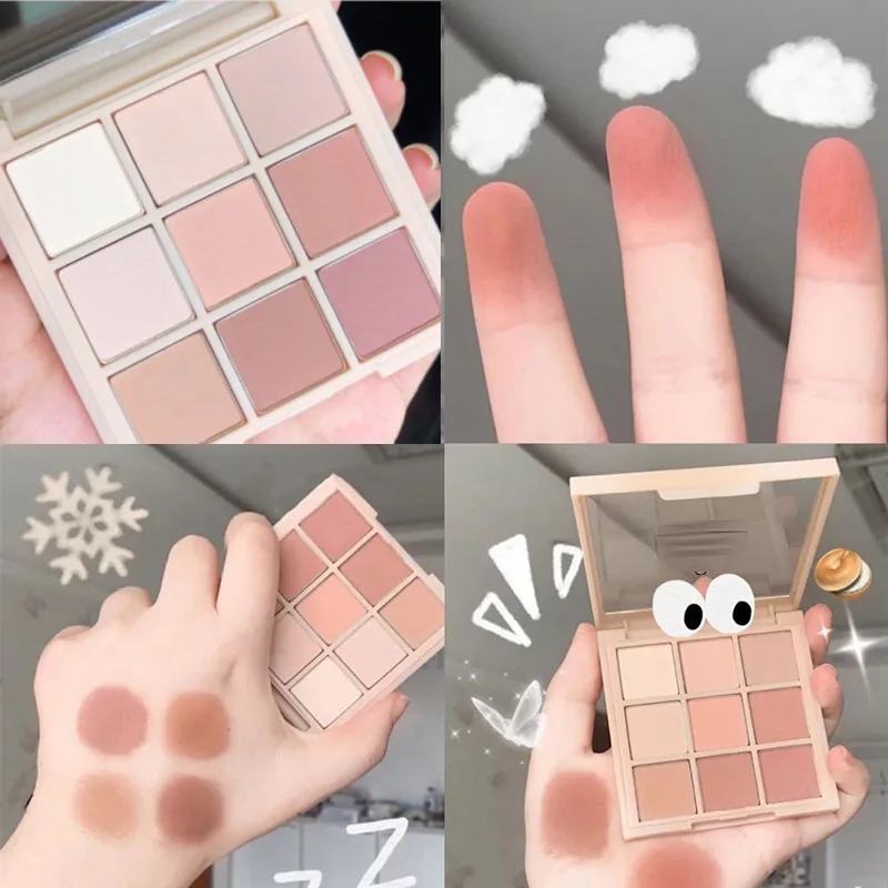 

New [gentle Milk Tea Plate] Nine Color Eyeshadow Plate Full Matte Waterproof Student Internet Celebrity Model for Beginners