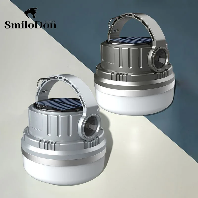 

SmiloDon Solar LED Camping Lantern USB Rechargeable Bulb for Outdoor Tent Lamp Portable Lantern Emergency Lights for BBQ Hiking