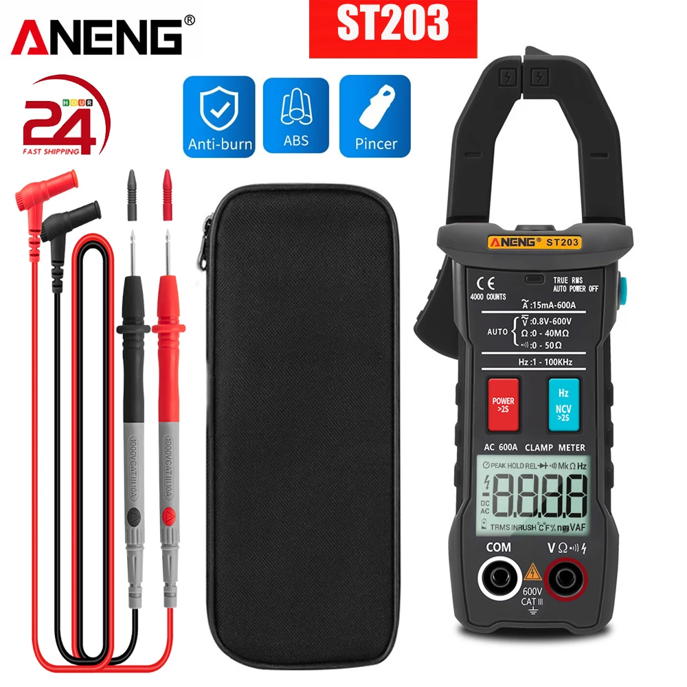 

ANENG ST203 Digital Clamp Meter Multimeter 4000counts True RMS Mini Amp DC/AC Clamp Meters voltmeter 400v Automatic Range
