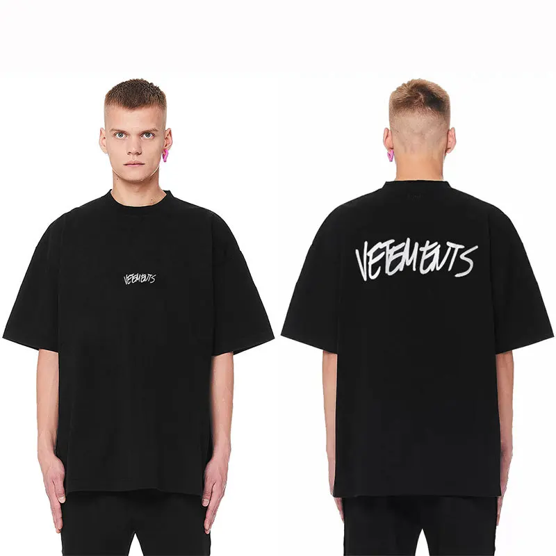 

Fw22 classic fashion brand summer Unisex short sleeve 100% cotton tee Vetements graffiti logo hip hop loose oversize T-shirt