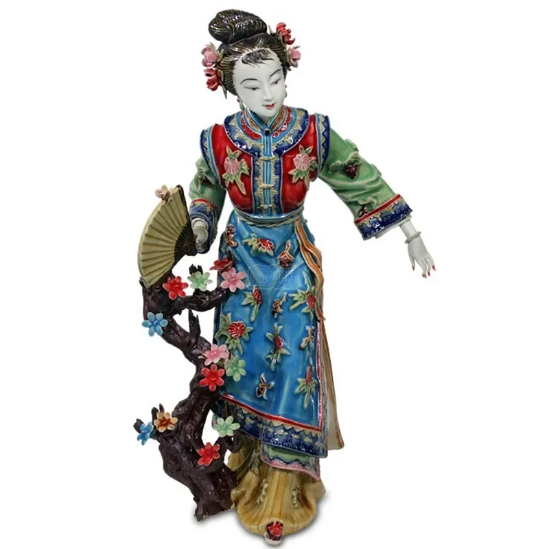 Dekorasi Cina Jinling Dua Belas Antik Indah Wanita Patung-patung Porselen Buatan Tangan Kerajinan Patung Rumah