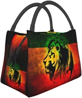 jamaican lion flag portable insulation bagreusable lunch box container for women men office work travel beach hiking