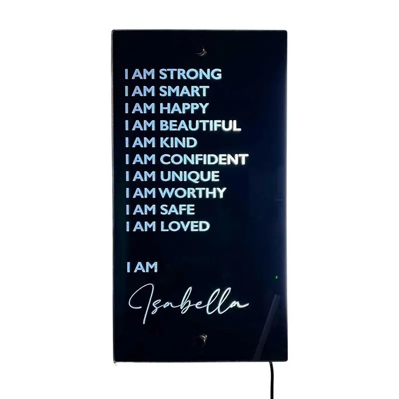 

Affirmation Mirror LED Light Up Affirmation Mirror Shatterproof Mirror Sign Lights Affirmations Sign Wall Art Gift For Birthday