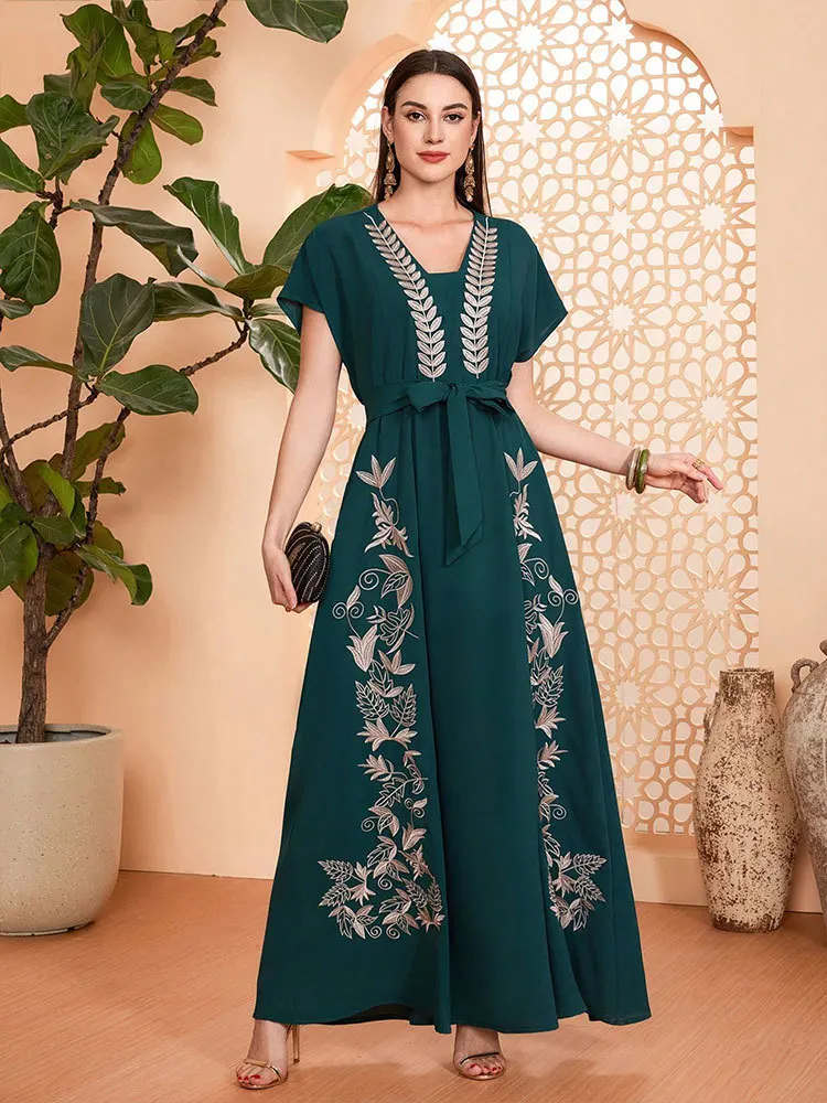 Ид Джеллаба Марокко Кафтан Роскошное мусульманское платье с вышивкой Женское
