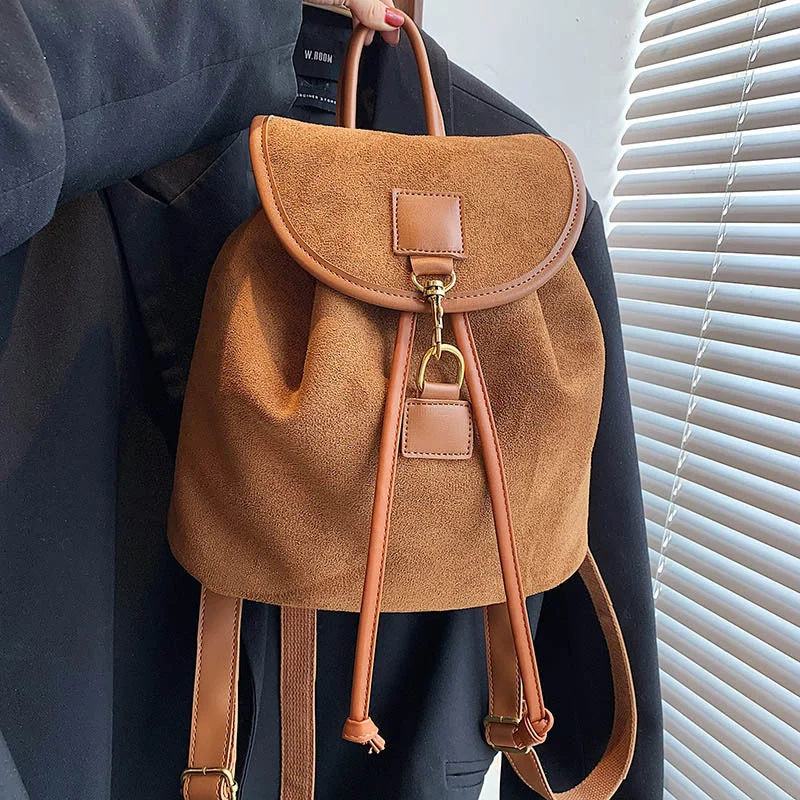 

Women Faux Suede Backpacks Vintage Female Shoulder Bags Casual Travel Ladies Bagpack High-quality School Bags New