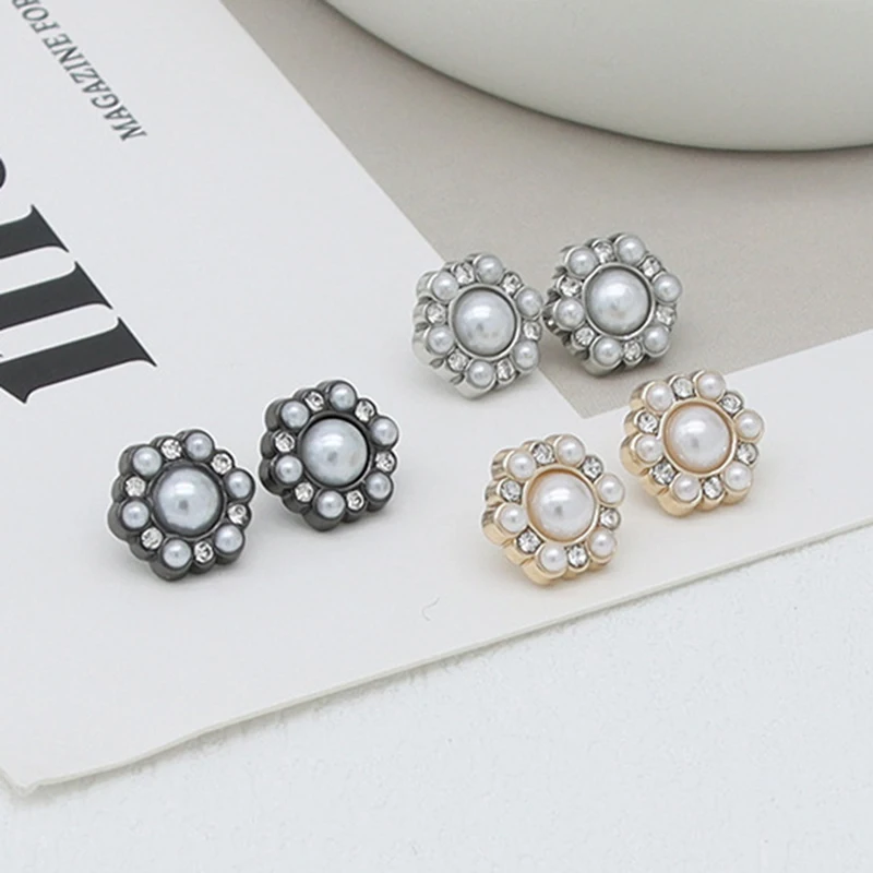 

6 шт., металлические пуговицы с искусственным жемчугом, 11 мм