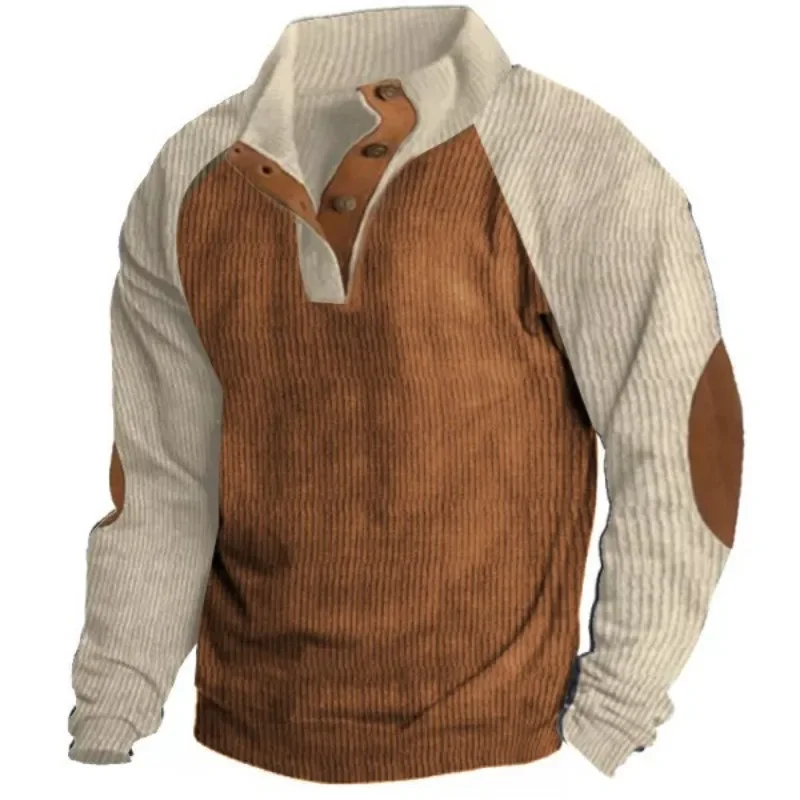 

2023 Vintage Waffed Patchwork Sweatshirt Men Spring Autumn Casual Loose Stand Collar Pullover Mens Hoodie Fashion Streetwear