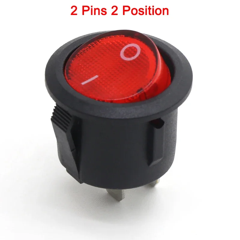 KCD1 Круглый кулисный переключатель питания 2/3 контакта ВКЛ/ВЫКЛ ВКЛ-ВЫКЛ-ВКЛ 2/3 положения 6А/250 В переменного тока 10 А/125 В переменного тока SPST 23 мм светодиодные автомобильные кнопочные переключатели