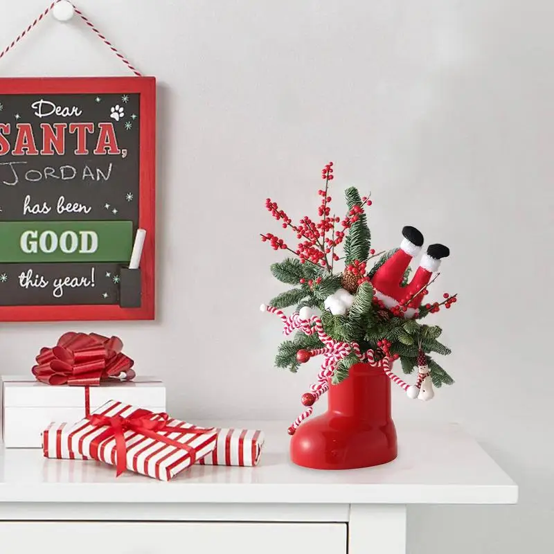 Красная керамическая ваза для ботинок рождественская рождественское цветочное