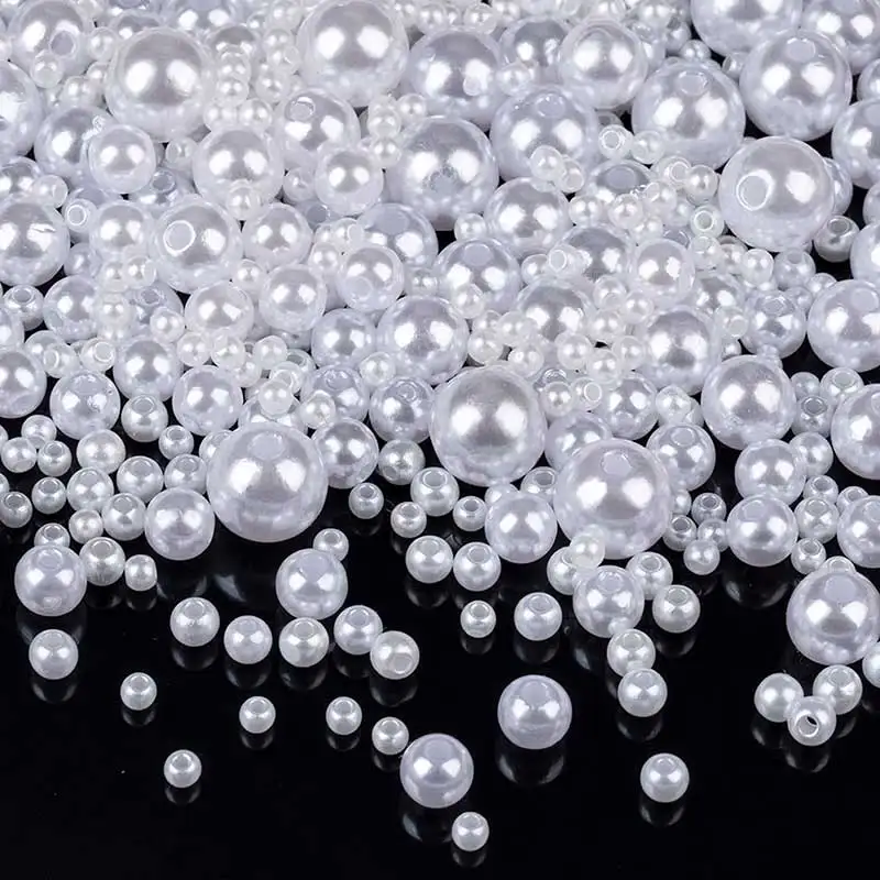 

10-1000Pcs Imitation Pearl Beads With Hole 3-16mm Round Loose Spacer Beads Craft Acrylic Bead For DIY Bracelet Jewelry Making