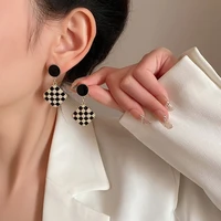 2022 new chessboard series earrings luxury atmosphere black and white pearl earrings fashion jewelry womens gifts
