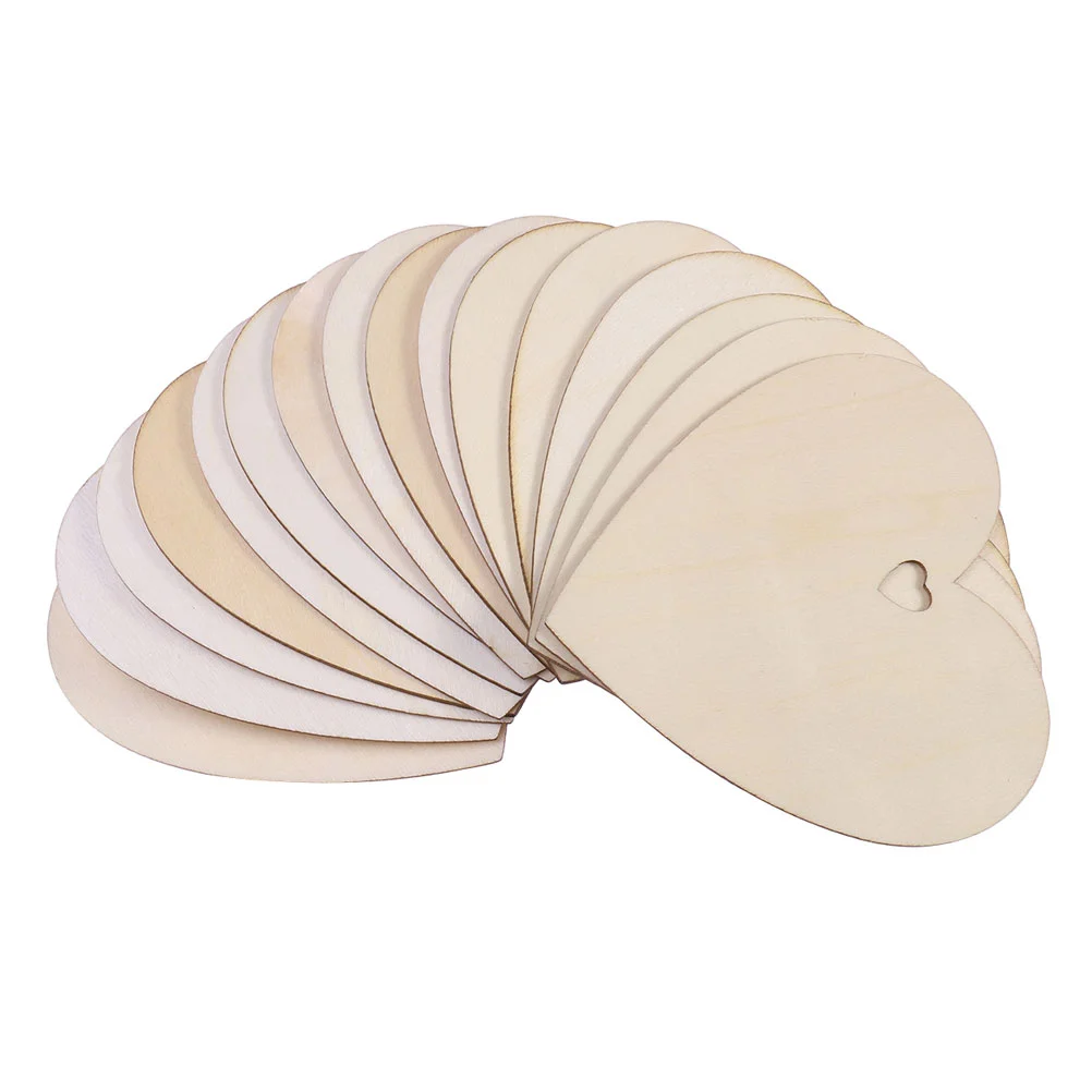

50pcs 100mm Blank Heart Wood Slices Discs for DIY Crafts Embellishments (Wood Color)