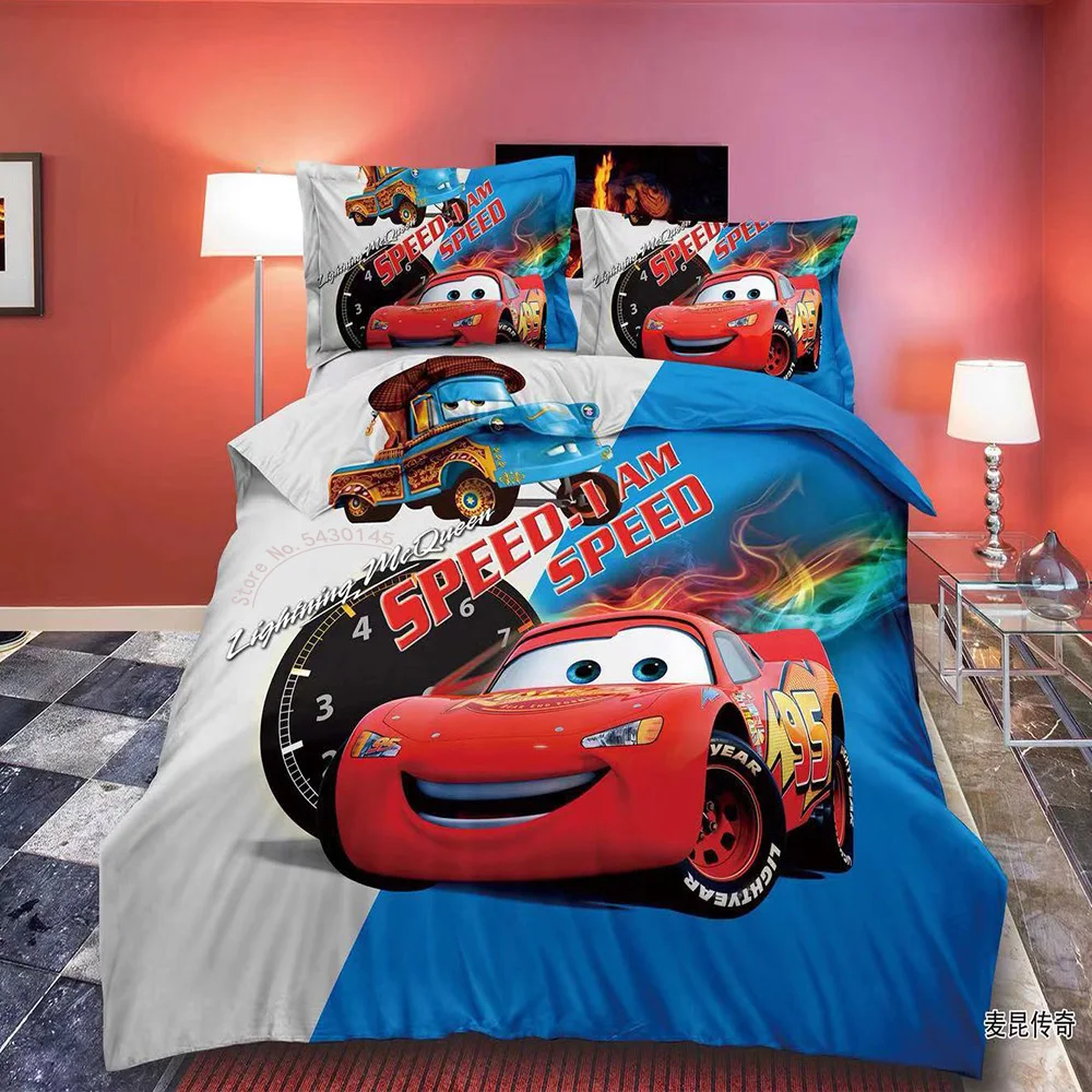 S Children Bedding Sets Single Twin Full Size Duvet Cover Bed Sheet Pillowcase Lightning Mcqueen 95 Bedclothes