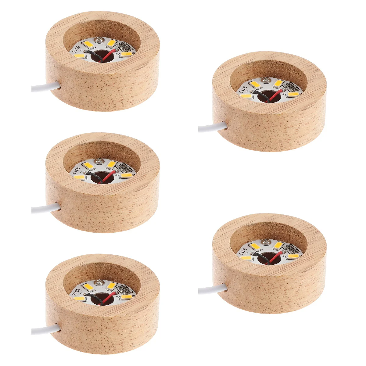 

5pcs LED Display Pedestal Wooden Base Crystal Round Display Base
