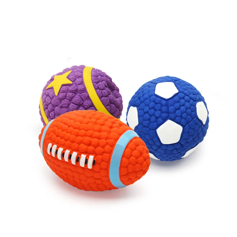 

Squeaky Dog Ball,Latex Dog Play-Chew-Fetch Ball Latex Rubber Dog Squeak Toys,Soft Bouncy Fetch Ball Rugby/Football Floating Ball