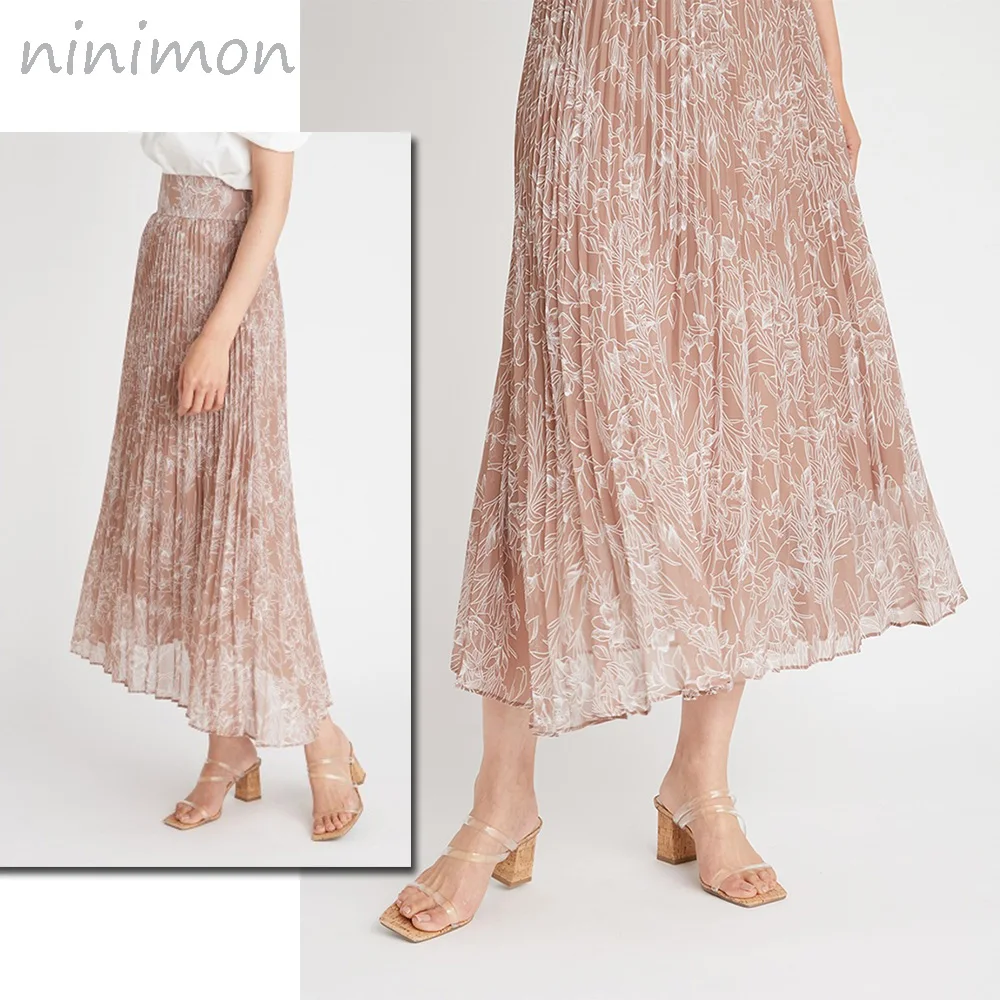 

Юбка-трапеция шифоновая плиссированная с высокой талией и цветочным принтом