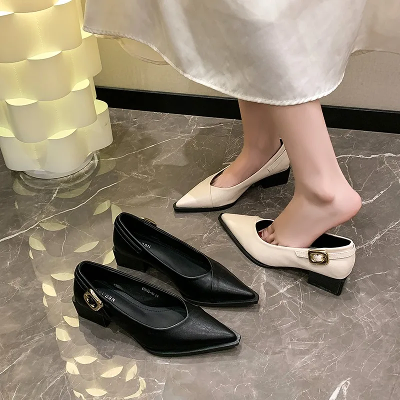 2024 туфли-лодочки из натуральной кожи офисные женские туфли с острым носком и
