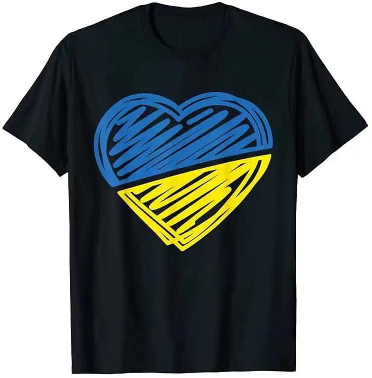 

Peace Short Sleeved Summer Men's and Women's Tops Ukraine Flag Ukrainian Heart T-Shirt Relaxed Leisure Graphic Tees