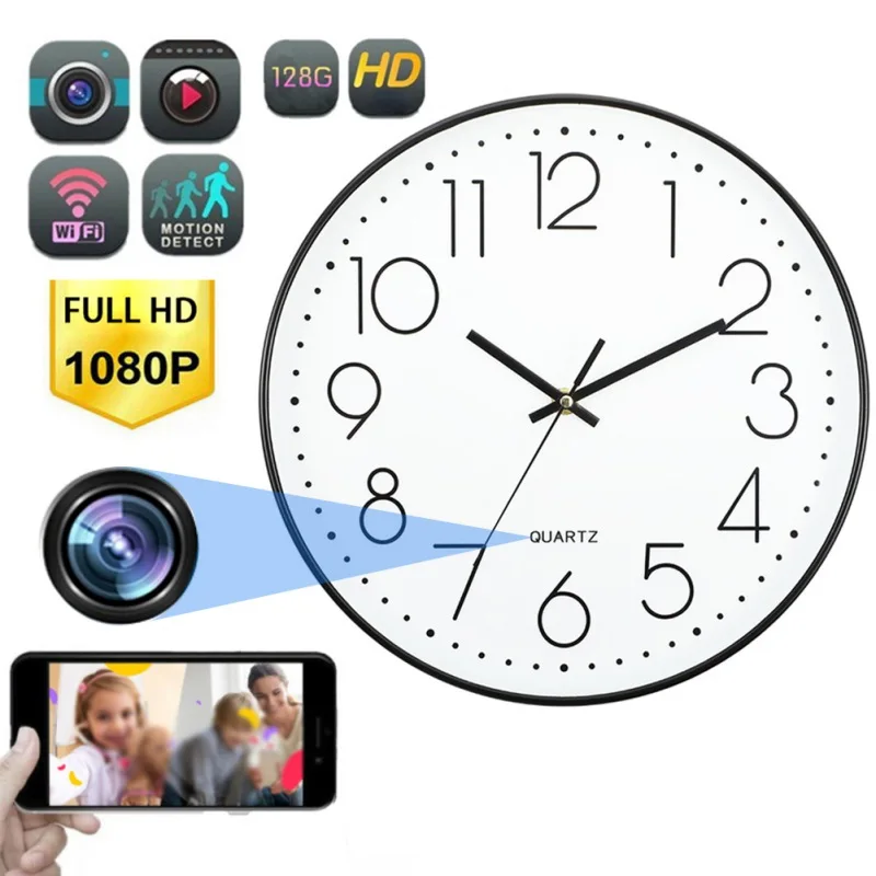 

1080P WIFI Wall Clock Camera Wireless IP Camera Home Security Digital Video Recorder Motion Detection Support for IOS/Android