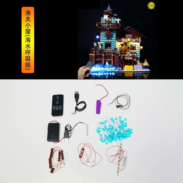 

Только светодиодный осветительный комплект для серии идей, старый Рыболовный магазин, строительные блоки, семейный набор, совместимый с 21310