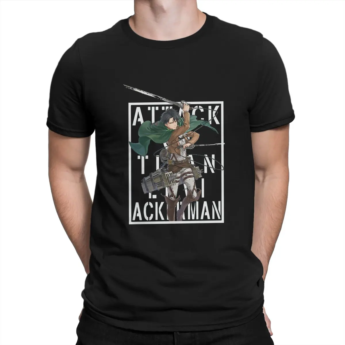 

Attack on Titan Levi Anime Background T Shirt Polyester Fashion Men Tees Summer Clothing Harajuku Crewneck TShirt