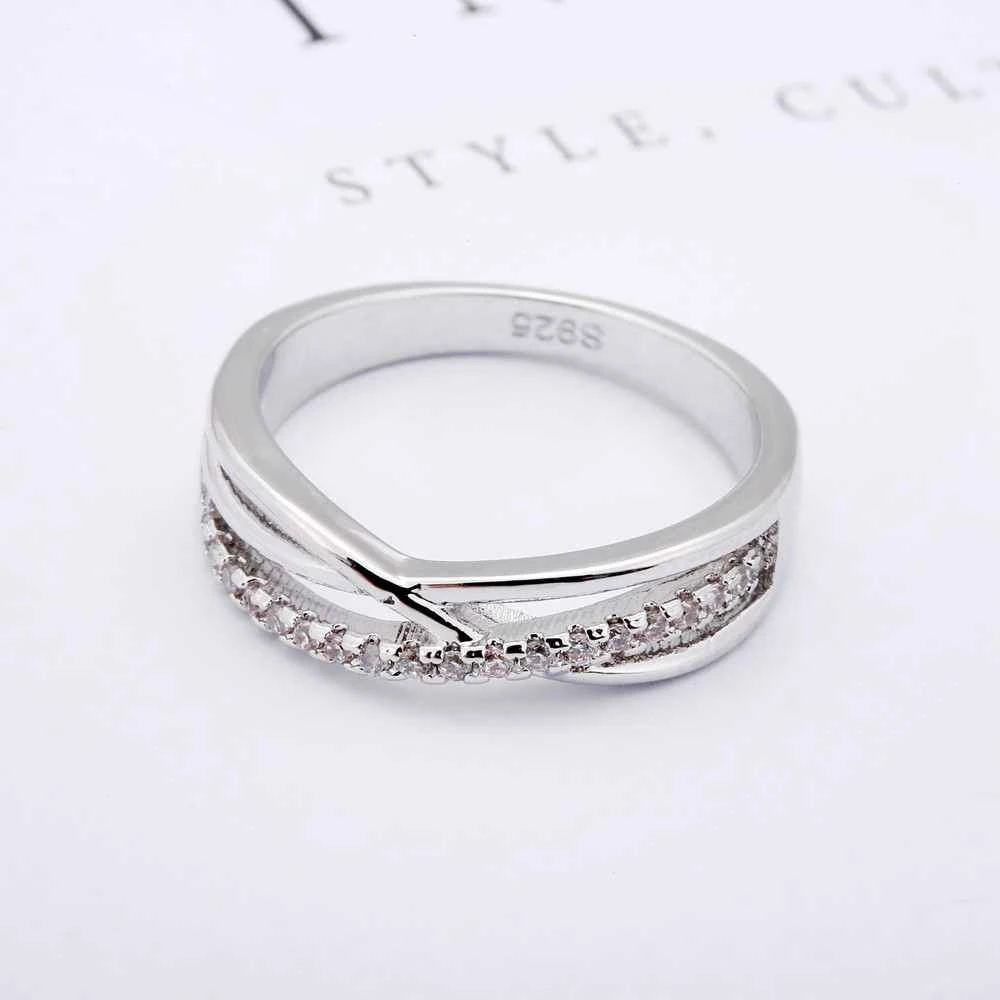 Широкое Кольцо Из Стерлингового Серебра 925 Пробы С Кубическим Цирконием Модное