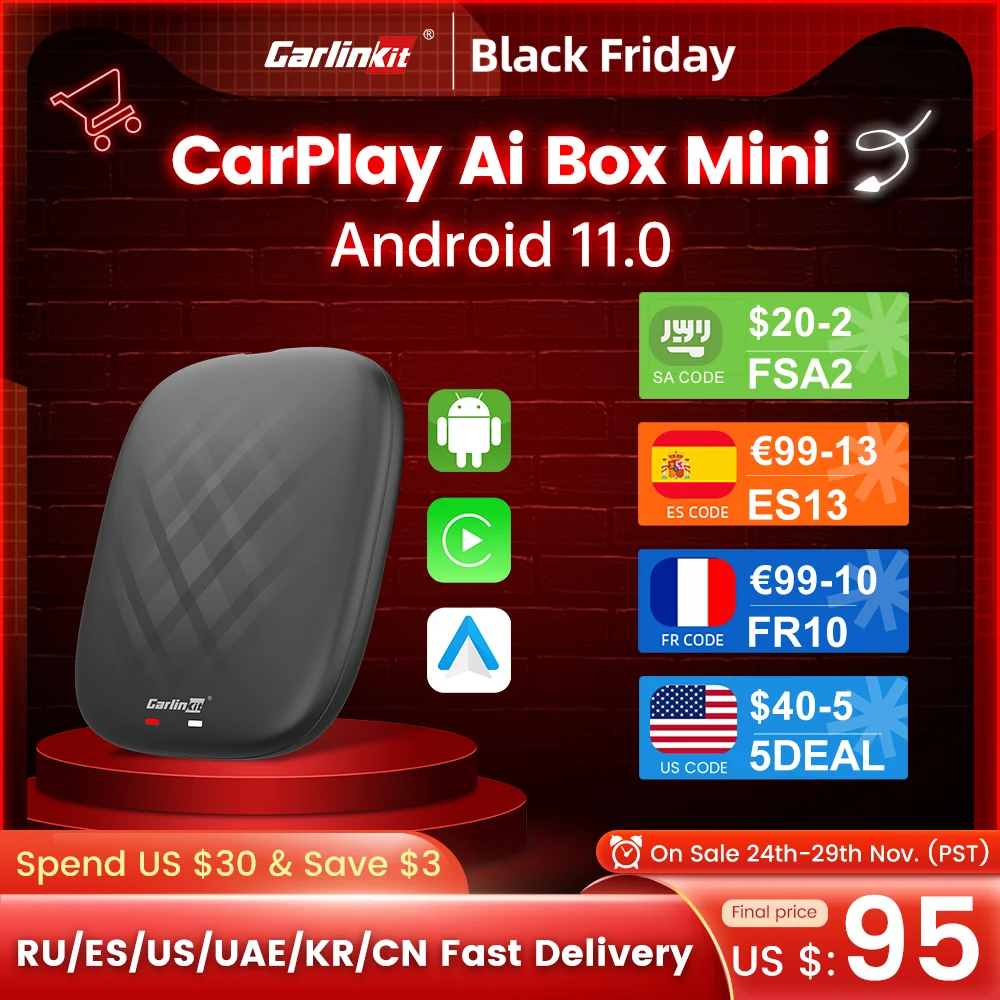CarlinKit CarPlay Ai Box Android 11 Snapdragon Wireless Car Play Android Auto Adapter 4G LTE SIM Wifi Connect Streaming Box TV