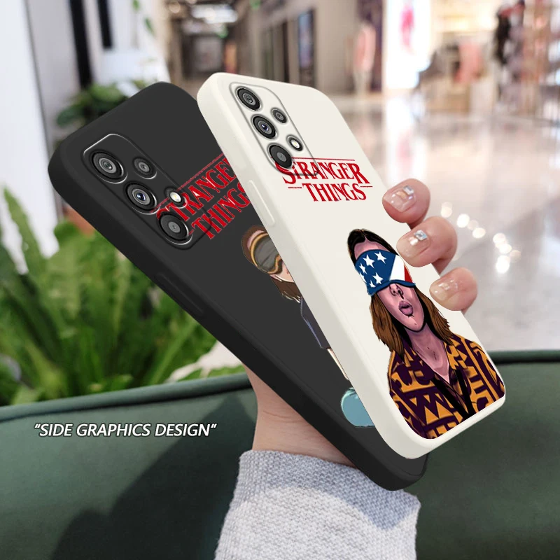 

Stranger Things Luxury Girl Phone Case For Samsung Galaxy A73 A53 A33 A52 A32 A22 A71 A51 A21S A03S A50 5G Liquid Rope Cover