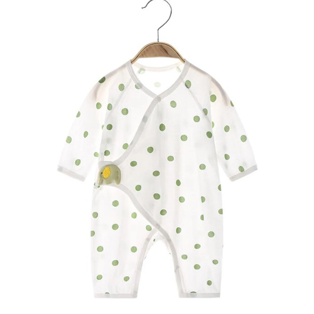 

Комбинезон для маленьких девочек, тонкий хлопковый комбинезон с длинным рукавом в горошек, воздухопроницаемая Одежда для новорожденных мальчиков 0-3 месяцев, унисекс, на лето